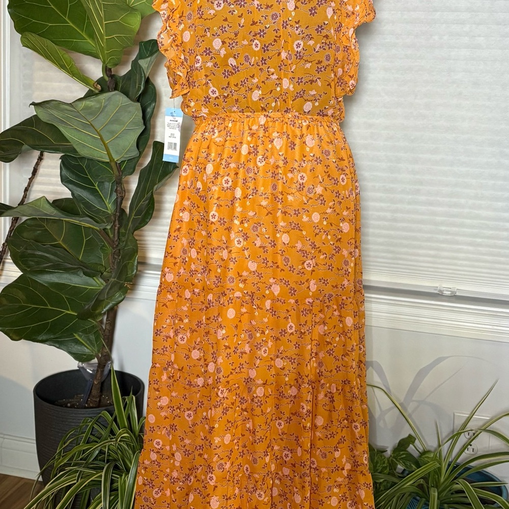 STEVE MADDEN Floral Orange Maxi Dress-NWT - Picture 2 of 4